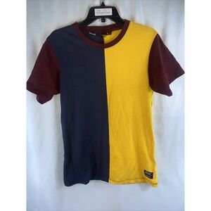 Retro Unisex WeSC Max Colorblock T Shirt L XL 90s 100% Cotton Blue Yellow